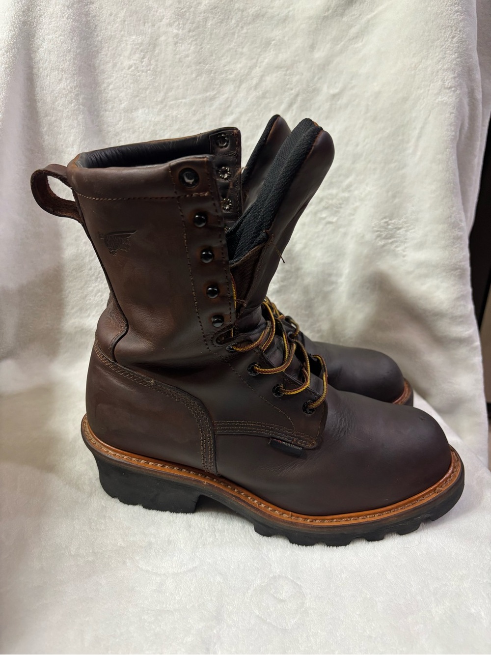 Men's Brown Leather Steel Toed Lace-Up Work Boots